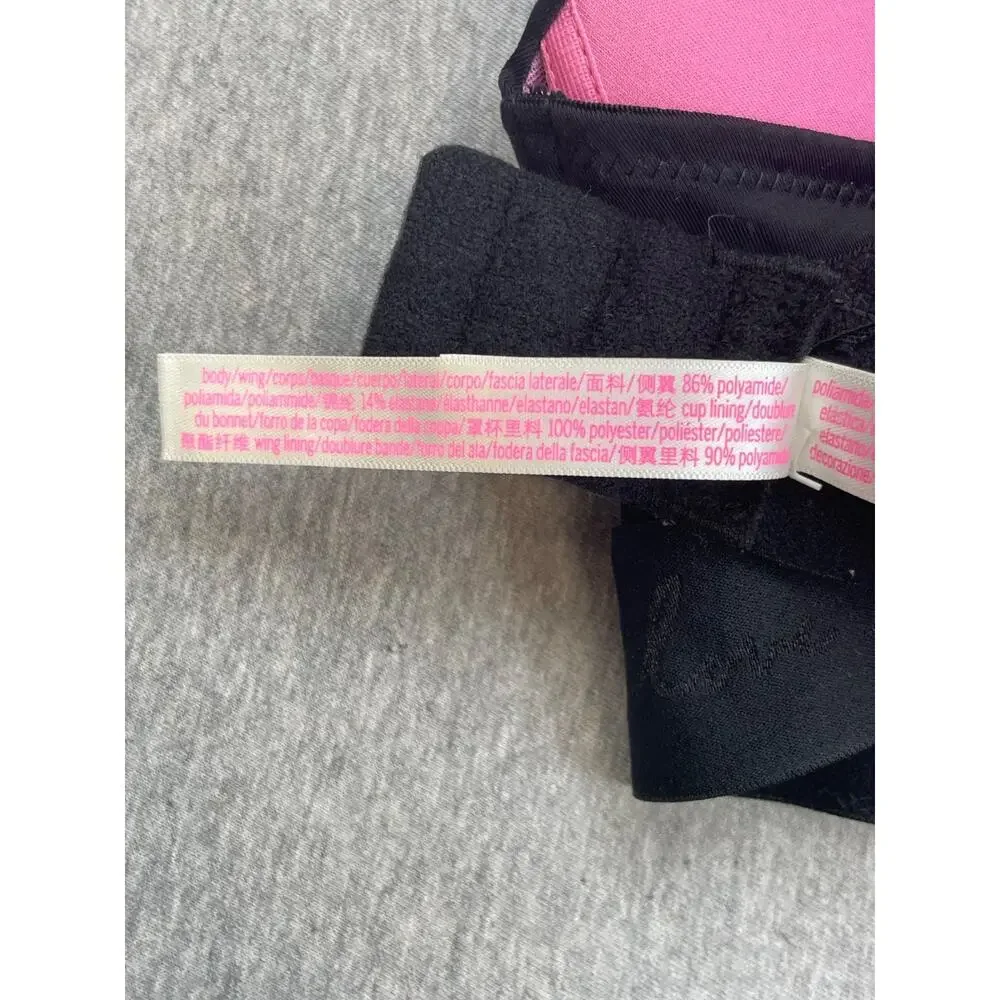 Victorias Secret PINK Bra Womens 34DD Black Wear Everywhere Wireless Push Up